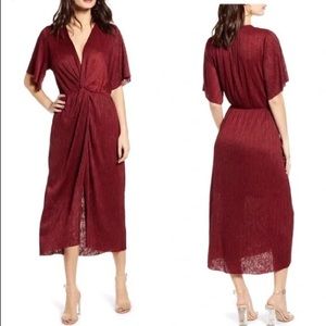 All in Favor Dolman Plissé Midi Dress